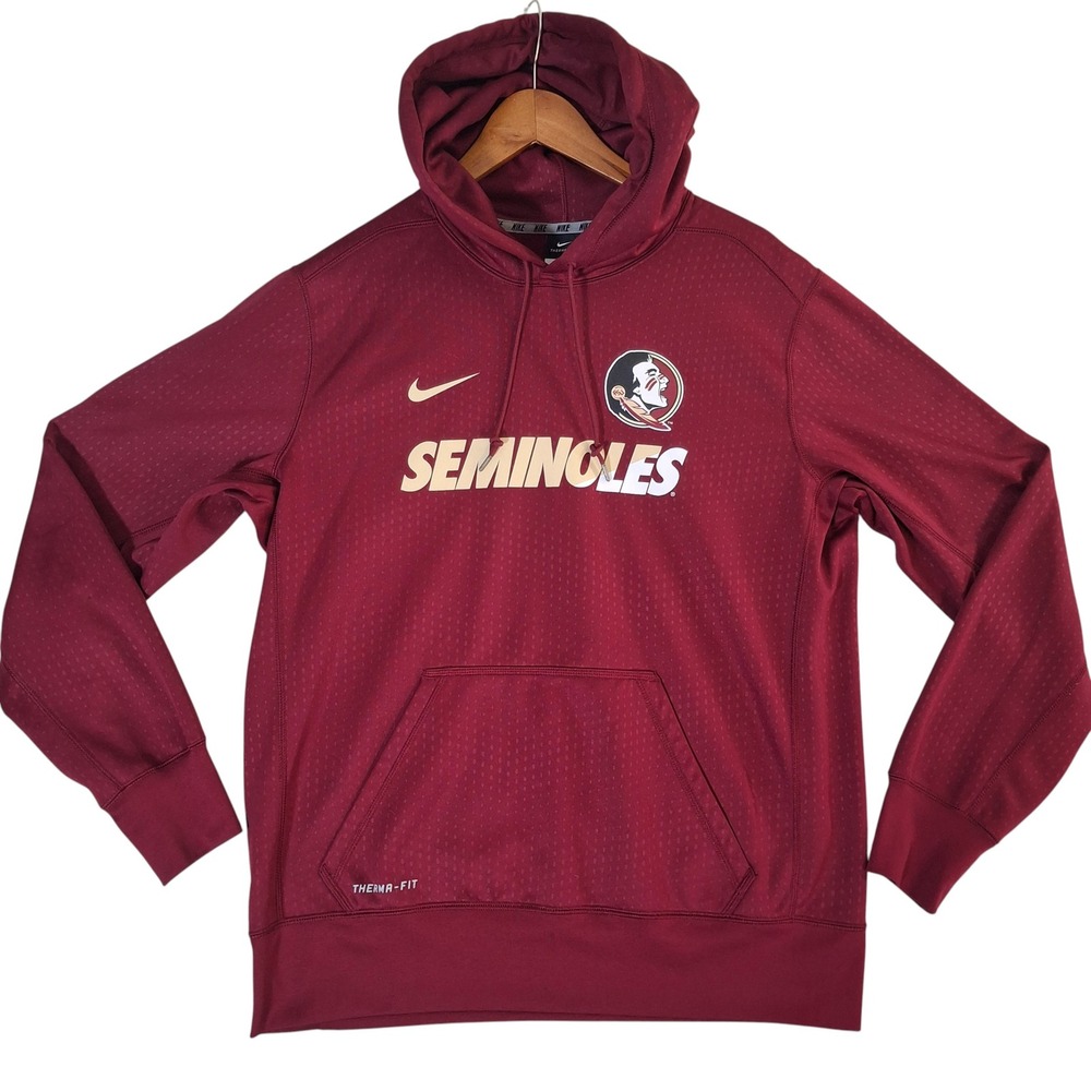 Nike Florida State Seminoles Hoodie Men's Large FSU Maroon Pullover Therma-FIT